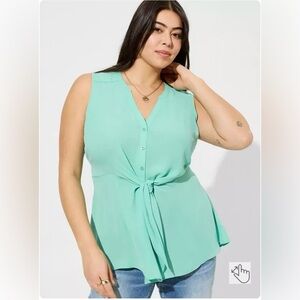 Torrid - Peplum Georgette Button-Front Tie-Front Blouse-Size 5X NWT
